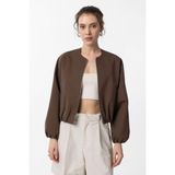 Antioch Kahve Crop Kadın Bomber Mont - L