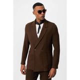 Antioch Kahve Kruvaze Kapama Astarsız Erkek Blazer Ceket - 2XL