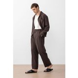 Antioch Kahve Modal Kumaş Relax Fit Kemerli Erkek Pantolon