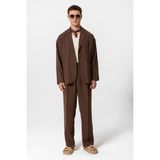 Antioch Kahve Oversize Astarsız Erkek Blazer Ceket - M