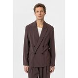 Antioch Kahve Relax Fit Diagonel Ince Erkek Blazer Ceket - S