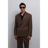 Antioch Kahve Relax Fit Kruvaze Erkek Blazer Ceket - M