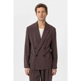 Antioch Kahve Relax Fit Kruvaze Erkek Blazer Ceket - S