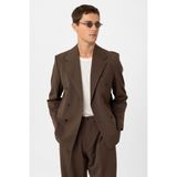 Antioch Kahve Relax Fit Kruvaze Erkek Blazer Ceket