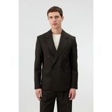 Antioch Kahve Relaxed Kruvaze Erkek Blazer Ceket - XL