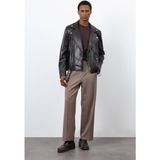 Antioch Koyu Kahve 100% Deri Biker Ceket - M