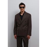 Antioch Koyu Kahve Relax Fit Kruvaze Erkek Blazer Ceket - XL