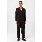 Antioch Koyu Kahve Relax Fit Kruvaze Erkek Blazer Ceket