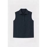 Antioch Lacivert Lyocell Karışımlı Crop Fit Kolsuz Erkek Gömlek