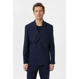 Antioch Lacivert Relax Fit Keten Karışımlı Erkek Blazer Ceket - XL
