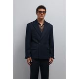 Antioch Lacivert Relax Fit Kruvaze Erkek Blazer Ceket - S