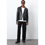 Antioch Siyah 100% Deri Biker Ceket