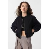 Antioch Siyah Crop Kadın Bomber Mont
