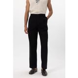 Antioch Siyah Keten Karışımlı Erkek Baggy Pantolon