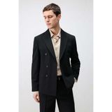 Antioch Siyah Kruvaze Relaxed Fit Erkek Blazer Ceket