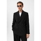 Antioch Siyah Relax Fit Kruvaze Erkek Blazer Ceket - XL