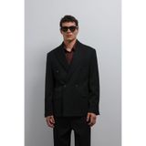 Antioch Siyah Relax Fit Kruvaze Erkek Blazer Ceket