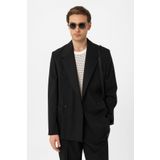 Antioch Siyah Relax Fit Kruvaze Kapama Erkek Teknik Blazer Ceket