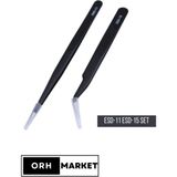 Antistatik ESD Cımbız Seti – ESD-11 ve ESD-15 Karbon Fiber Hassas Elektronik Cımbızlar (2'li Set)