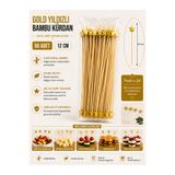 antpap ambalaj Gold Yıldızlı Bambu Kürdan 12 cm – 50 Adet