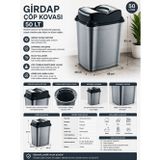 Antrasait Girdap Çöp Kovası 50 Lt. 48X30x62 Cm