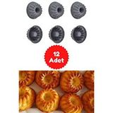 Antrasit 12'li Silikon Mini Kek Kalıbı - Muffin Kalıbı 12 Adet Göbekli Kek Kalıbı