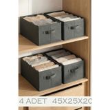 Antrasit 4Lü Tela Dolap İçi Düzenleyici Kutu Organizer 45X25X20 Cm Kazak Havlu Saklama Hurcu