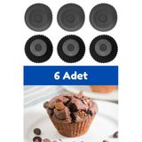 Antrasit 6'Lı Silikon Mini Browni Kalıbı - Muffin Kalıbı 6 Adet Cupcake Kek Kalıbı Silikon Gri