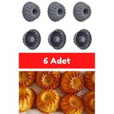 Antrasit 6'Lı Silikon Mini Kek Kalıbı - Muffin Kalıbı 6 Adet Göbekli Kek Kalıbı Silikon Beyaz