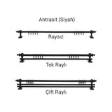 Antrasit Ahşap Rustik Perde Askısı - Raylı Rustik Borusu
