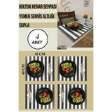 Antrasit-Beyaz (4 Adet) Çok Amaçlı Koltuk Kenar Sehpası, Supla, Yemek Servis Altlığı - 45 x 40 cm - Beyaz - Gri