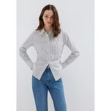 Antrasit Çizgili Beyaz Gömlek Slim Fit/Dar Kesim 1211378-91377