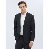 Antrasit Çizgili Modern Fit Yün Karışımlı Takım Elbise