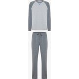 Antrasit Erkek Uzun Kollu Pamuklu Pijama Takımı - Renkli - XL