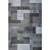 Antrasit Geometrik Modern Geometrik Etnik Desenli Boho Makinada Yıkanabilir Hafif Hav Toz Vermez Leke Tutmaz Kaymaz Taban Dijital Makine Baskı Halı Oturma Odası Salon Yolluk Koridor Mutfak Halısı