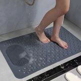 Antrasit Gri Kaymaz Banyo Paspası - 35X69 Cm Vantuzlu Duş Matı, Ayak Masajlı Ve Temizleme Dokulu, Antibakteriyel Ve Tahliye Delikli Küvet İçi P