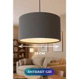 Antrasit Gri Kumaş Başlıklı Sarkıt Avize 35 Cm