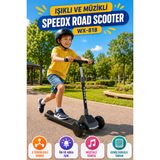 Antrasit Işıklı Müzikli Speedx Road Scooter Wx-818 3 Tekerlekli Çocuk Scooterı Geniş Dokulu Taban