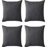 Antrasit Kırlent Kılıfı 4'lü Set - Gizli Fermuarlı - Kadife Dokulu - 43 x 43 cm