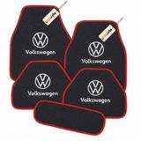 Antrasit Kırmızı Renk Volkswagen Logolu Oto Halı Paspas Takımı 5 Parça, Araca Uyumlu, Dayanıklı Ve Estetik