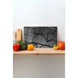 Antrasit Kristal Cam Kesme Tahtası, Silikon Ayaklı, Sunum Kesim Doğrama Tablası, Temperli ve Rodajlı - 23 x 35 cm