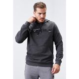 Antrasit Melanj Erkek Kanguru Cep Standart Kalıp Kapüşonlu Sweatshirt-87883