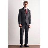 Antrasit Mono Yaka Kendinden Çizgili Desen Esnek 4 Drop Comfort Fit Classic Takım Elbise 1001255159