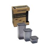 Antrasit Organizer 3 Boy Saklama Kabı Seti Sızdırmaz Kapaklı 3'lü Set (0.60 Lt +1.30 Lt +1.90 Lt)