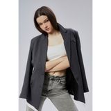 Antrasit Oversize Uzun Blazer Ceket - XL