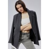 Antrasit Oversize Uzun Blazer Ceket