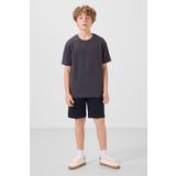 Antrasit Pamuklu Yumuşak Dokulu Oversize Baskılı Erkek Çocuk T-Shirt - 11301