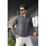 Antrasit Polo Yaka Fermuarlı Erkek Kazak E7427 - 2XL