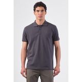 Antrasit Polo Yaka Pamuklu Düz Renk Slim Fit Erkek T-shirt