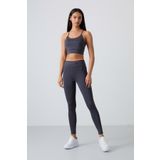 Antrasit Polyester Esnek Standart Fit Performans Kadın Tayt Takım - 95333